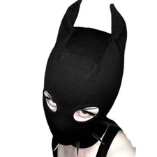 Black Knit Cosplay Mask with Ears