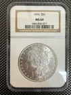 1896 US Morgan Silver Dollar NGC MS 64 - Bright White Stunner!