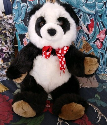 BUILD A BEAR superweiche hellbraune Pfoten PANDA Herz Schleife Band süßer Plüsch Teddy 13 Zoll