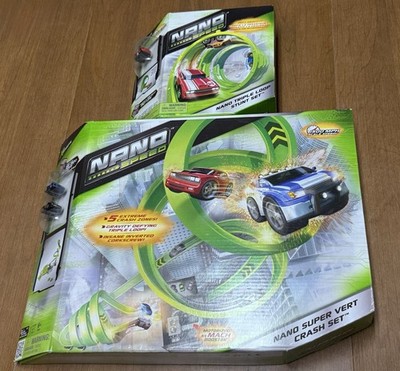 x2 NEW Nano Speed Super Vert Crash & Triple Loop Stunt Set Micro Cars Racetrack