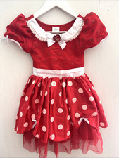 DISNEY STORE Minnie Mouse Red Polka Dot Dress Costume Satin Tulle Size 5/6