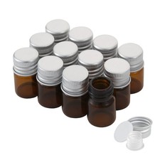 5ml Amber Glass Vials with Screw Caps and Plastic Stoppers, Small Brown Liqui...