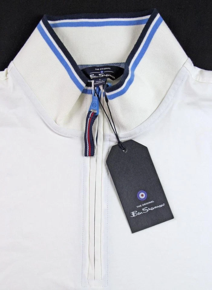 Camisa Pullover Ben Sherman Para Hombres 1/4 Cremallera XL Manga Larga Cuello Simulado Blanco $89 Foto 3 de 4