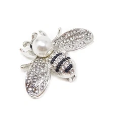 Honbay Fashion Vintage Gold Tone Honey Bee Brooch with Rhinestones and Pearl