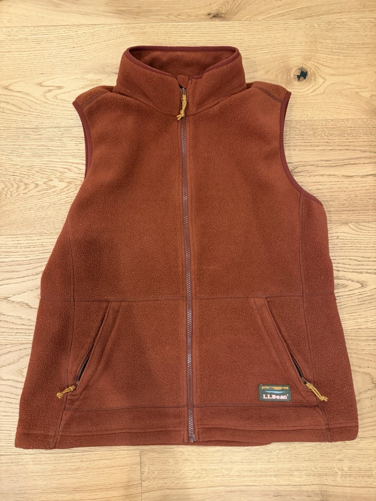 L.L. Bean Fleece Vest Men's Large Reg Terracotta Sleeveless Zip Outdoor Hiking