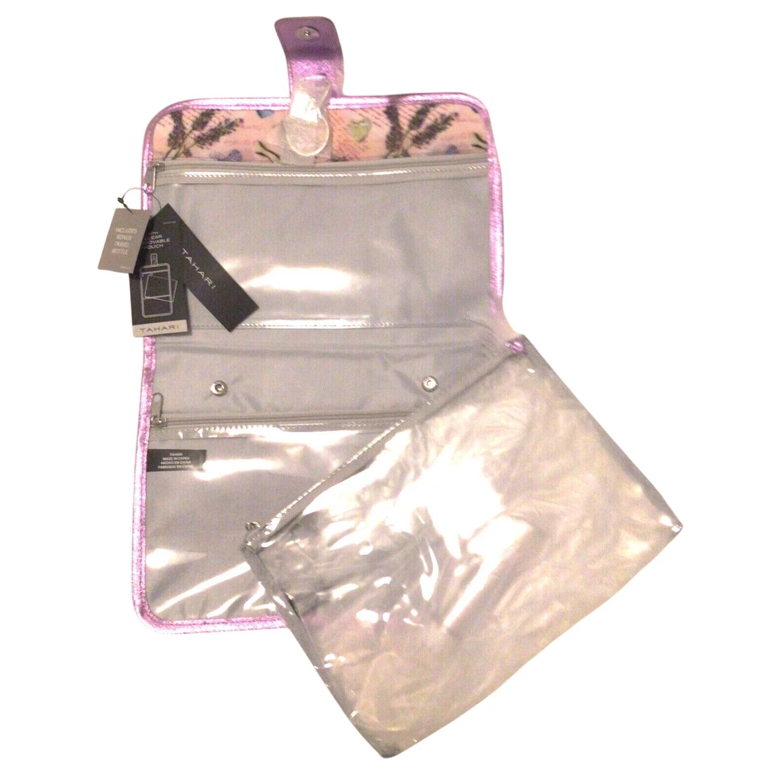 Tahari Travel Organizer Cosmetic Make Up Bag Hanging Clutch Bottle Pouch New