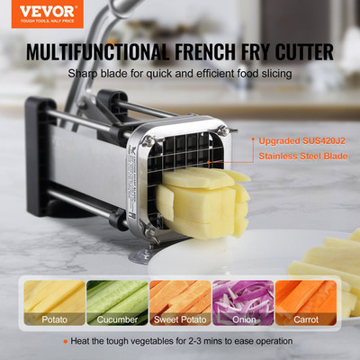 VEVOR French Fry Cutter, Potato Slicer with 1/2-Inch and 3/8-Inch Stainless Stee