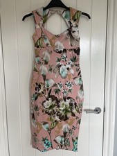 Boohoo Pink Floral Midi Bodycon Size 10
