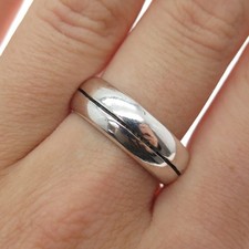 925 Sterling Silver Vintage Mexico Modernist Oxidized Band Ring Size 8