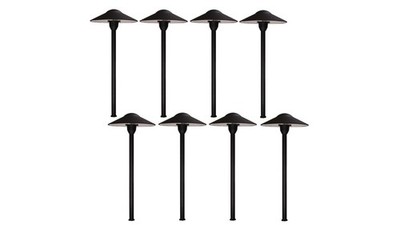 Landscape Low Voltage Lighting - Mushroom Path Light In Black Finish Pack of 8