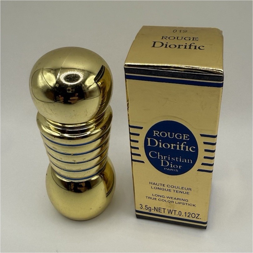 Vintage Christian Dior Rouge Diorific Lipstick #019 Gold Case w