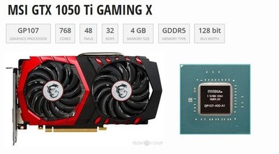 MSI GTX 1050 Ti Gaming X 4GB GDDR5 Graphics Card DP HDMI DVI 