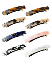 8 Pcs 3 Inch Acetate Hair Barrettes for Fine Thin Thick Hair, Tortoise Shell Cli