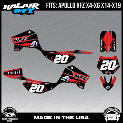 Graphics Decal Kit For Apollo RFZ X4 X5 X6, X14 to X19 Spear Series - Red