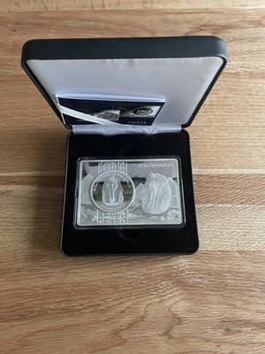 4 Oz Tutankhamun Münzbarren, 1 Oz Feinsilber in einem 3 Oz Barren, Zertifikat!