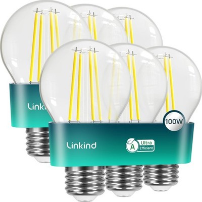 E27 LED Lampe, Warmweiß, 7,2W=100W, 1521 Lm, 2700K, Energieklasse A, 6 Stück