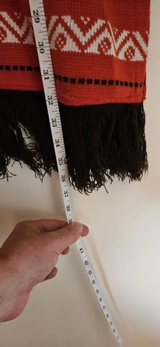 Women's Red Aztec Sweater with Fringe Black Piping Trim Dolman Sleeves M EUC - Picture 7 of 7