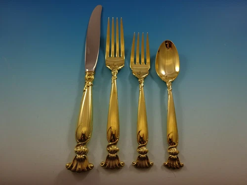 Romance of the Sea Vermeil By Wallace Sterling Regular Size Place Setting(s) 4pc