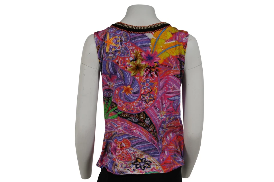 Camiseta sin mangas Etro para mujer con cuello de cuerda floral flor cachemira mediana púrpura roja de algodón Foto 2 de 4