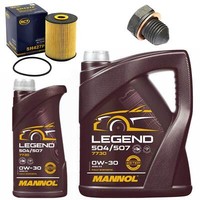 MotoröL Filter Set Mannol 0W-30 504/507 6 Liter + Schraube FüR Vw Sharan 2.8 VR6