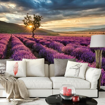 Natur Wohnzimmer Tapete Lila Schlafzimmer Wand 12,6x8,5 Fuß Lavendel Felder