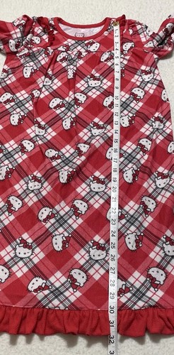 HELLO KITTY Pajamas Girls Small 6-6X All Over Logo Fleece Nightgown - Picture 7 of 7