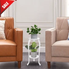 2 Tier Metal Plant Stand 2 Size Plant Shelf Flower Pot Holder Decorative Rack