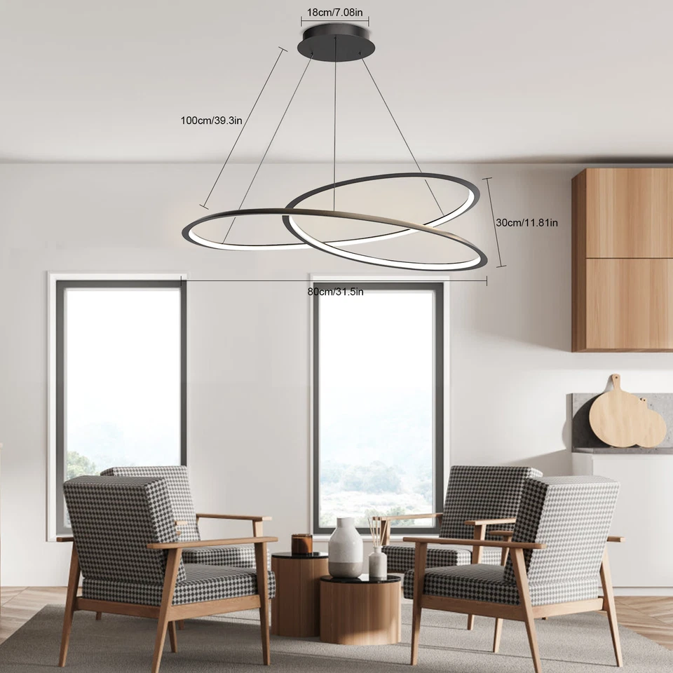 Modern LED Art Chandelier Dining Room Ceiling Pendant Hanging Light Dimmable Foto 2 de 4