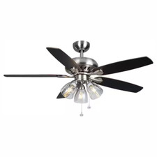 Rockport 52 In. Indoor LED Brushed Nickel Ceiling Fan with Light Kit, Downrod, a
