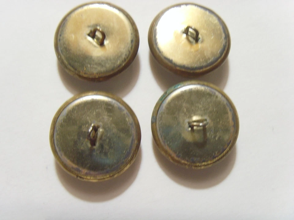 4 antique matching gold tone metal heraldic fleur de lis collector buttons 51911 - Image 4 of 4