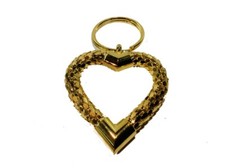 Key Ring - Gold HEART Mesh KEY RING Key Fob - Free Shipping