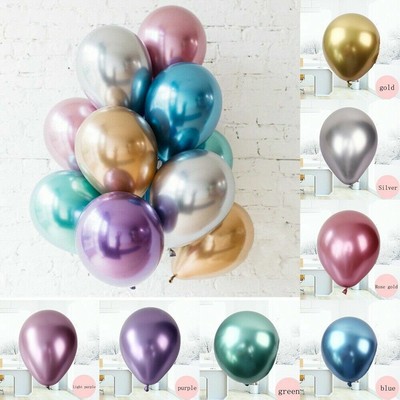 10pcs 12 Inch Thick Metal Glossy Inflatable Latex Balloons Party