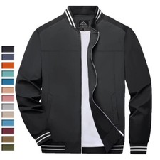 Men's Casual Bomber Jacket Full-Zip Baseball Thin Spring Fall Pilot Outdoor Coat