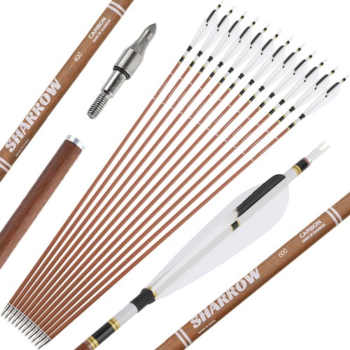 12X 31" Pure Carbon Arrows Archery SP340-600 Compound Recurve Bow Tips Hunting - Picture 16 of 16