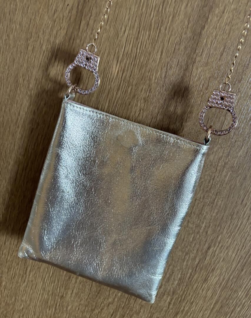 Cuffz by Linz Handcuffs Y2K GOLD Leather Chain Mini Shoulder Cuffz by Linz Handcuffs Y2K GOLD Leather Chain Mini Shoulder