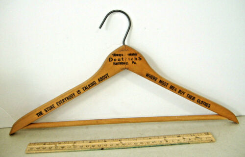 DOUTRICHS HARRISBURG PA~WHERE MOST MEN BUY THEIR CLOTHES~VINTAGE WOOD HANGER - 第 1/6 張圖片