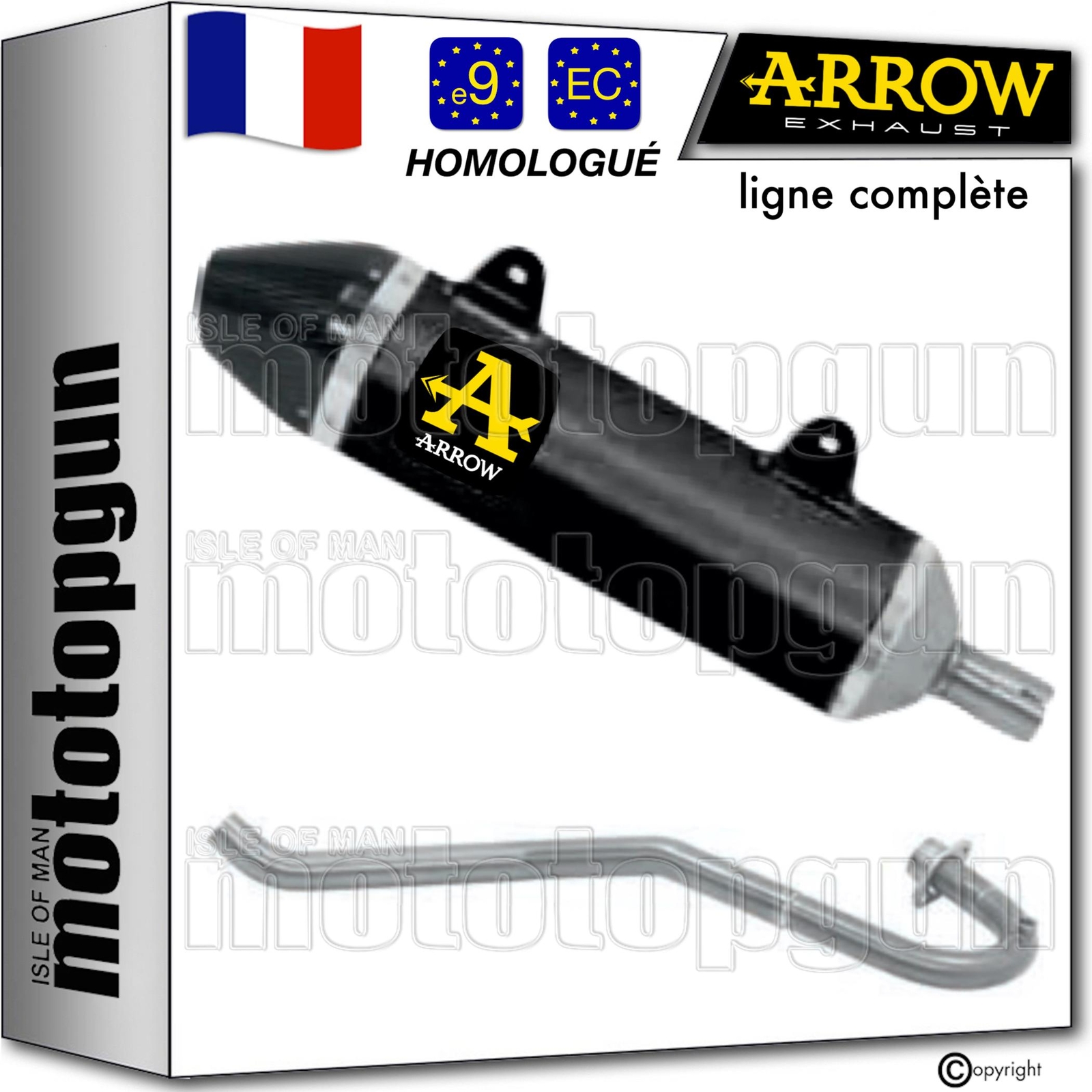 Ligne complete homologuee Arrow Thunder noire pour moto Malaguti XSM 125 4T 2019