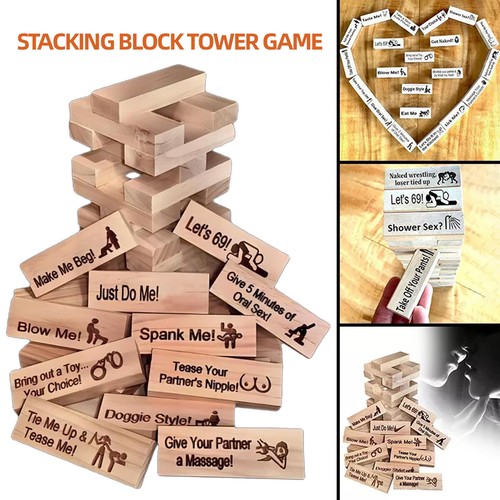 48PCS Couple Creative Wooden Tower Game Couple Rolling Tower Stacking Block Toys - Picture 5 of 20