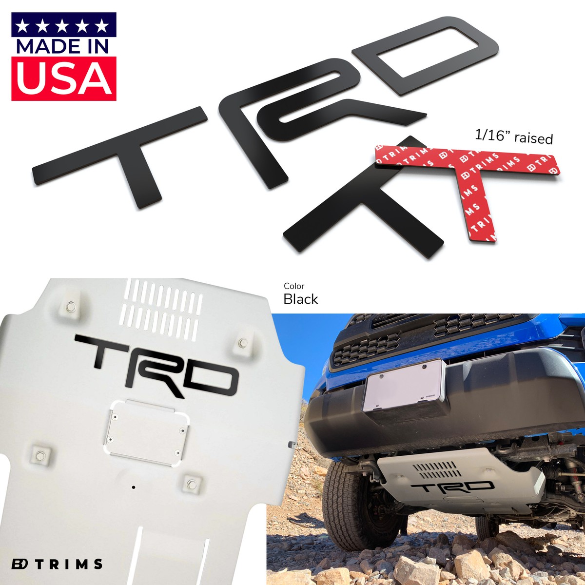 Letras 3D Abovedadas Rojas Para Placa Deslizante TRD De Toyota 4Runner 2015-2018 - Inserción Decorativa BDTrims