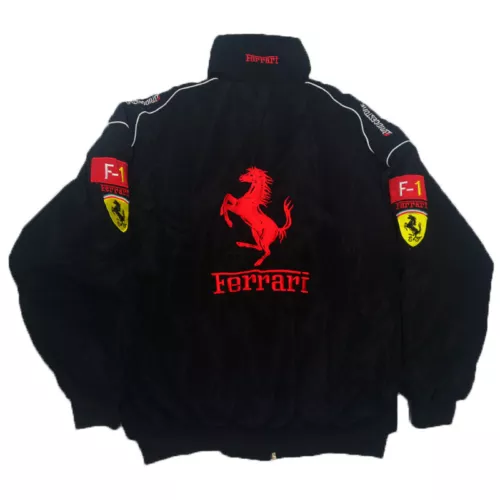 NEU Erwachsene Rennjacke Vintage, Ferrari Jacke, bestickte Baumwolle wattiert heiß - Bild 20 von 36