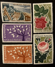 Timbres France divers année 1962 , N° 1355,1356,1357,1358,1359, neufs**