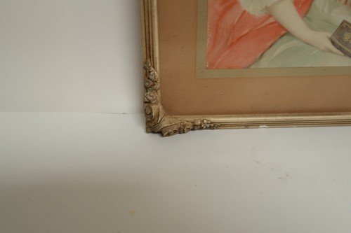 Vintage Artwork Portrait Victorian Era Woman Holding a Book 10.5" x 8.5" - Picture 5 of 7