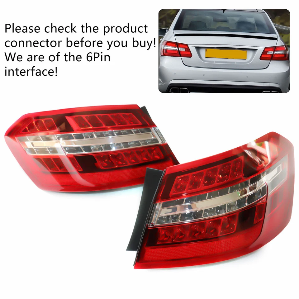 Pair Tail Lights For 2010-2013 Mercedes Benz Sedan W212 E200 E300 E63 AMG LED Foto 3 de 4