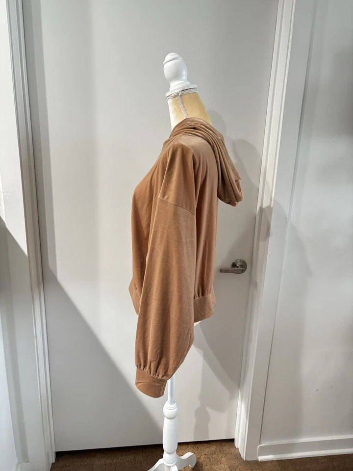 Sudadera con capucha Express para mujer de terciopelo con bandas Butterscotch XL Foto 2 de 4