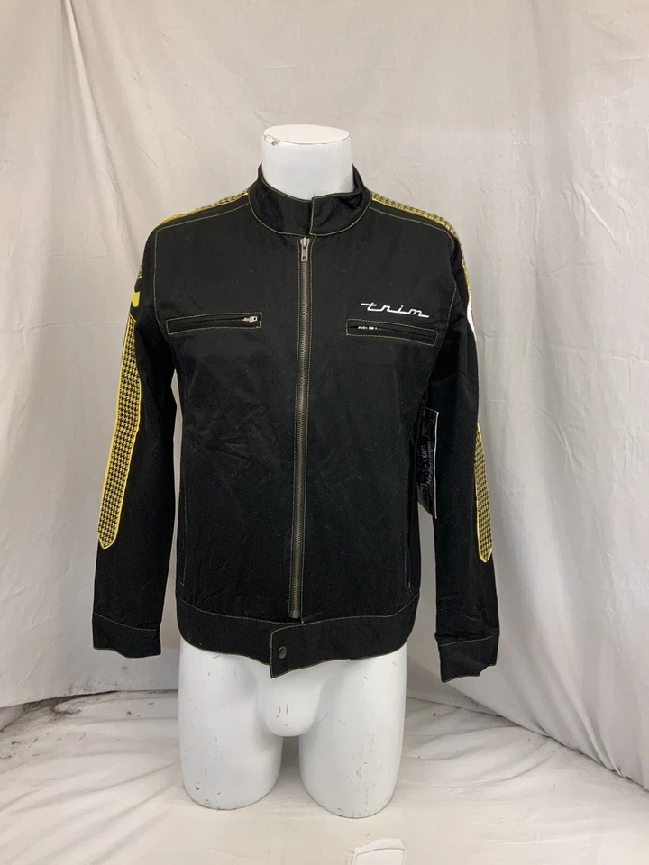Trim 1969 USA Hot Rod Jacket M Black Cotton Zip Smith Race Car NWT YGI P1-468 - Image 2 of 4