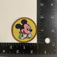 Disney Baby Mickey Mouse Yellow Round Shape Sewing  Craft Iron-on Patch