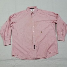Vtg Tommy Hilfiger Shirt Mens XL Red Striped Button Up Long Sleeve Cotton Crest