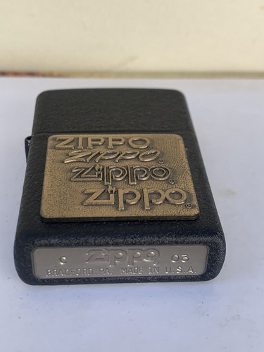 ZIPPO LIGHTER Accendino Black Crackle ZIPPO PLACCA BRASS NEW 2003 - Picture 4 of 5
