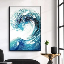 Abstract 3D Wave Oil Painting On Canvas Hand Painted Textured Painting Wall Art