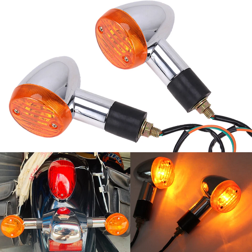 2x Chrome Motorcycle Turn Signal Blinker Indicator Light For Suzuki Marauder 800 - Image 4 of 4